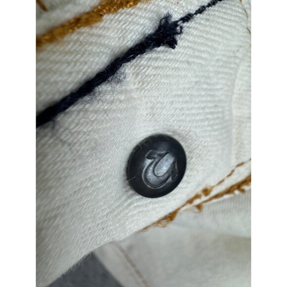 True Religion Mens 32 Blake White Button Straight Leg Sample Y2K Jeans USA Made - Picture 8 of 14